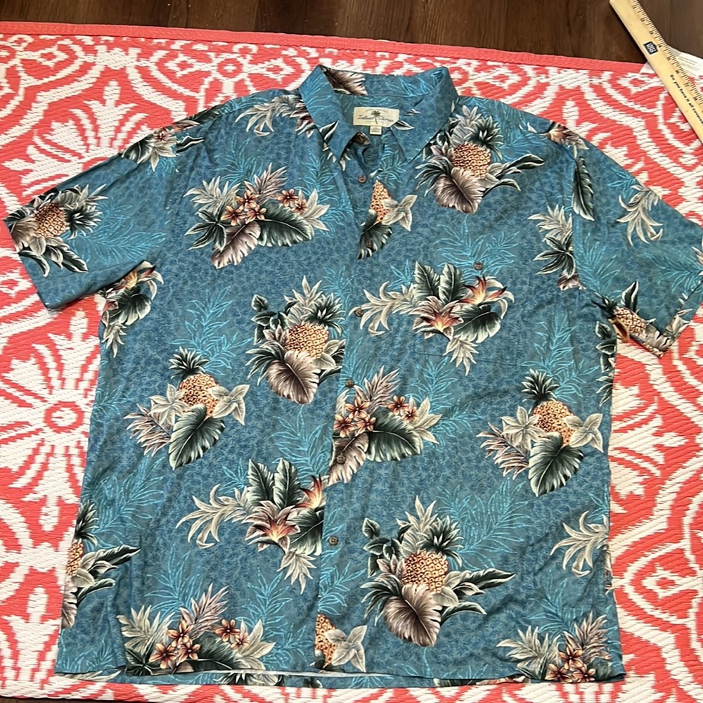 NWT Island Shores XXL Short sleeve Dark Floral tropical pineapple Hawaiian - Picture 12 of 14